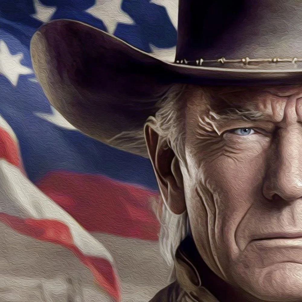 8x8 Donald Trump x John‎ Wayne American Flag Fantasy Watercolor Oil Painting - Picture 4 of 7